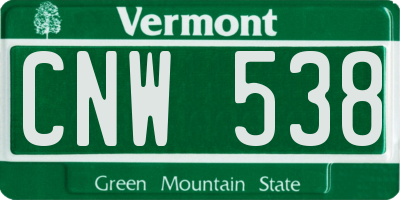 VT license plate CNW538