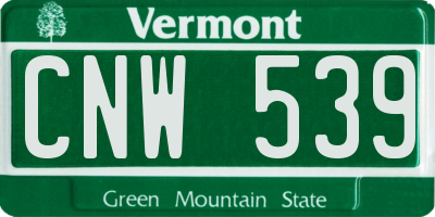 VT license plate CNW539