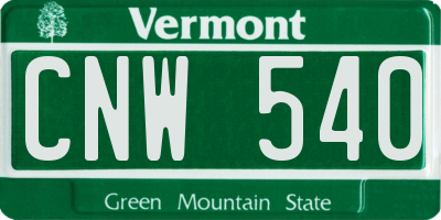 VT license plate CNW540