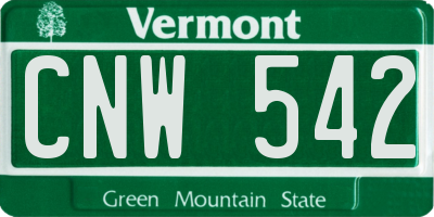 VT license plate CNW542