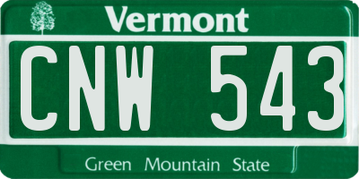 VT license plate CNW543