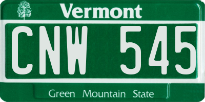 VT license plate CNW545