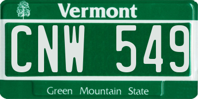 VT license plate CNW549