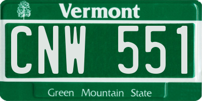 VT license plate CNW551