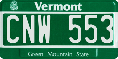VT license plate CNW553