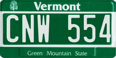 VT license plate CNW554