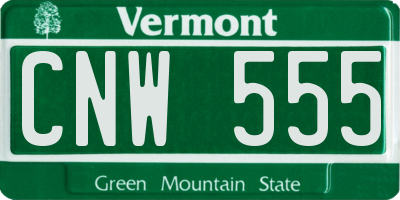 VT license plate CNW555