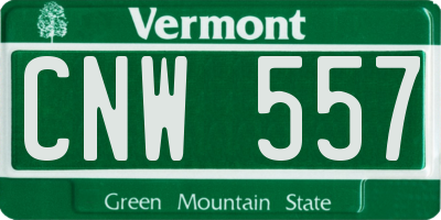 VT license plate CNW557