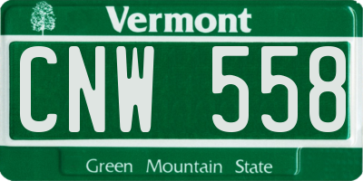 VT license plate CNW558