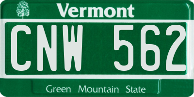 VT license plate CNW562