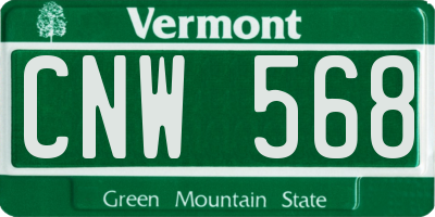 VT license plate CNW568