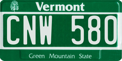 VT license plate CNW580