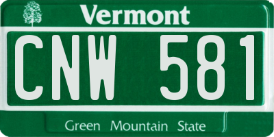 VT license plate CNW581