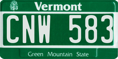 VT license plate CNW583