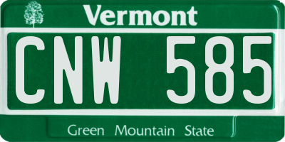 VT license plate CNW585
