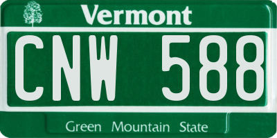 VT license plate CNW588
