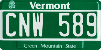 VT license plate CNW589