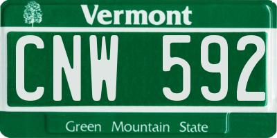 VT license plate CNW592