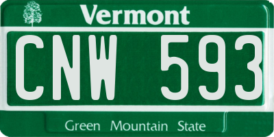 VT license plate CNW593