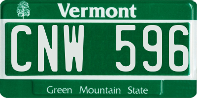 VT license plate CNW596