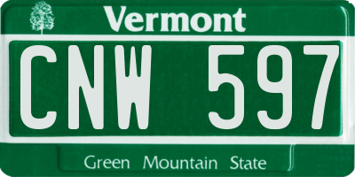 VT license plate CNW597