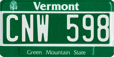 VT license plate CNW598
