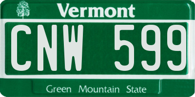 VT license plate CNW599