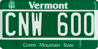 VT license plate CNW600