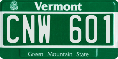 VT license plate CNW601