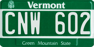 VT license plate CNW602