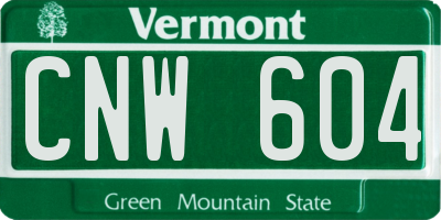 VT license plate CNW604