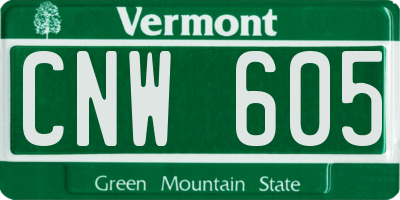 VT license plate CNW605