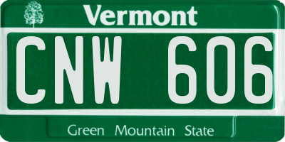 VT license plate CNW606