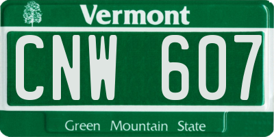 VT license plate CNW607