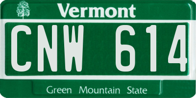 VT license plate CNW614
