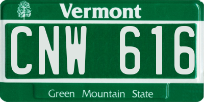 VT license plate CNW616