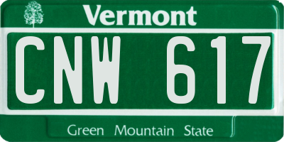 VT license plate CNW617
