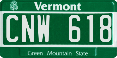 VT license plate CNW618