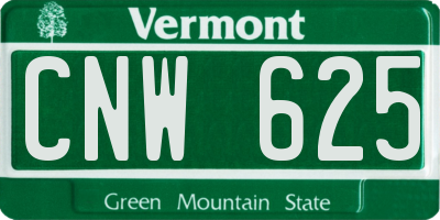 VT license plate CNW625