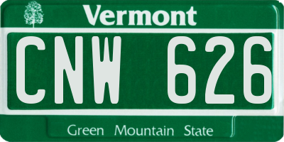 VT license plate CNW626