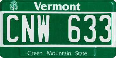 VT license plate CNW633