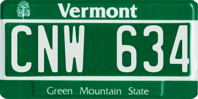 VT license plate CNW634