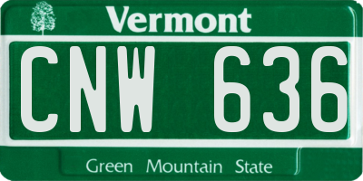 VT license plate CNW636