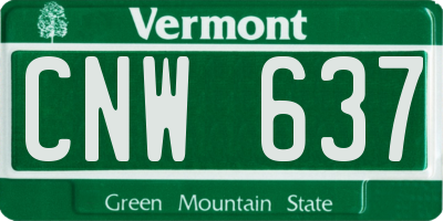 VT license plate CNW637