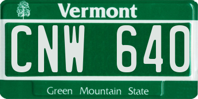 VT license plate CNW640