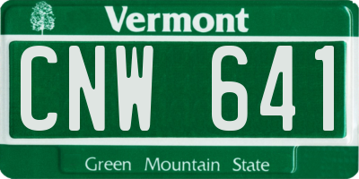 VT license plate CNW641