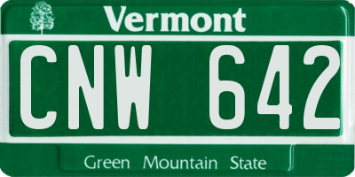 VT license plate CNW642
