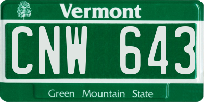 VT license plate CNW643
