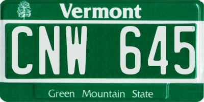 VT license plate CNW645