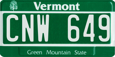 VT license plate CNW649